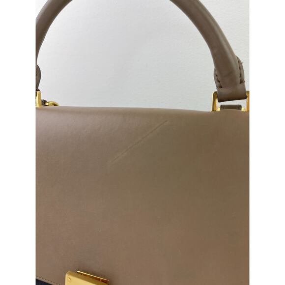 CELINE Trapeze Black Turquoise Teal Taupe Tricolor Leather 2 Handle Strap ITALY - Picture 3 of 16